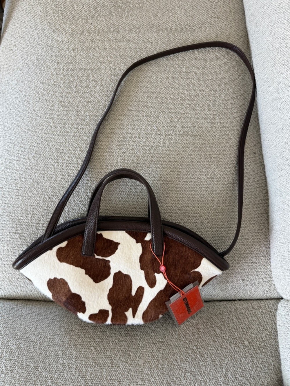 SIMONMILLER HAIRCALF MINI MERCADO TOTE IN COW PRINT